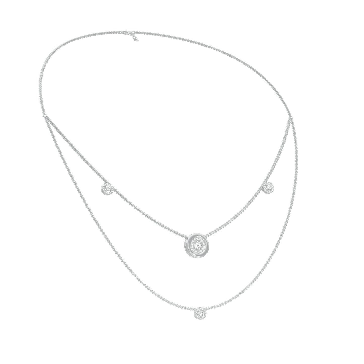 Twin Layer with Circle Center Diamond Necklace