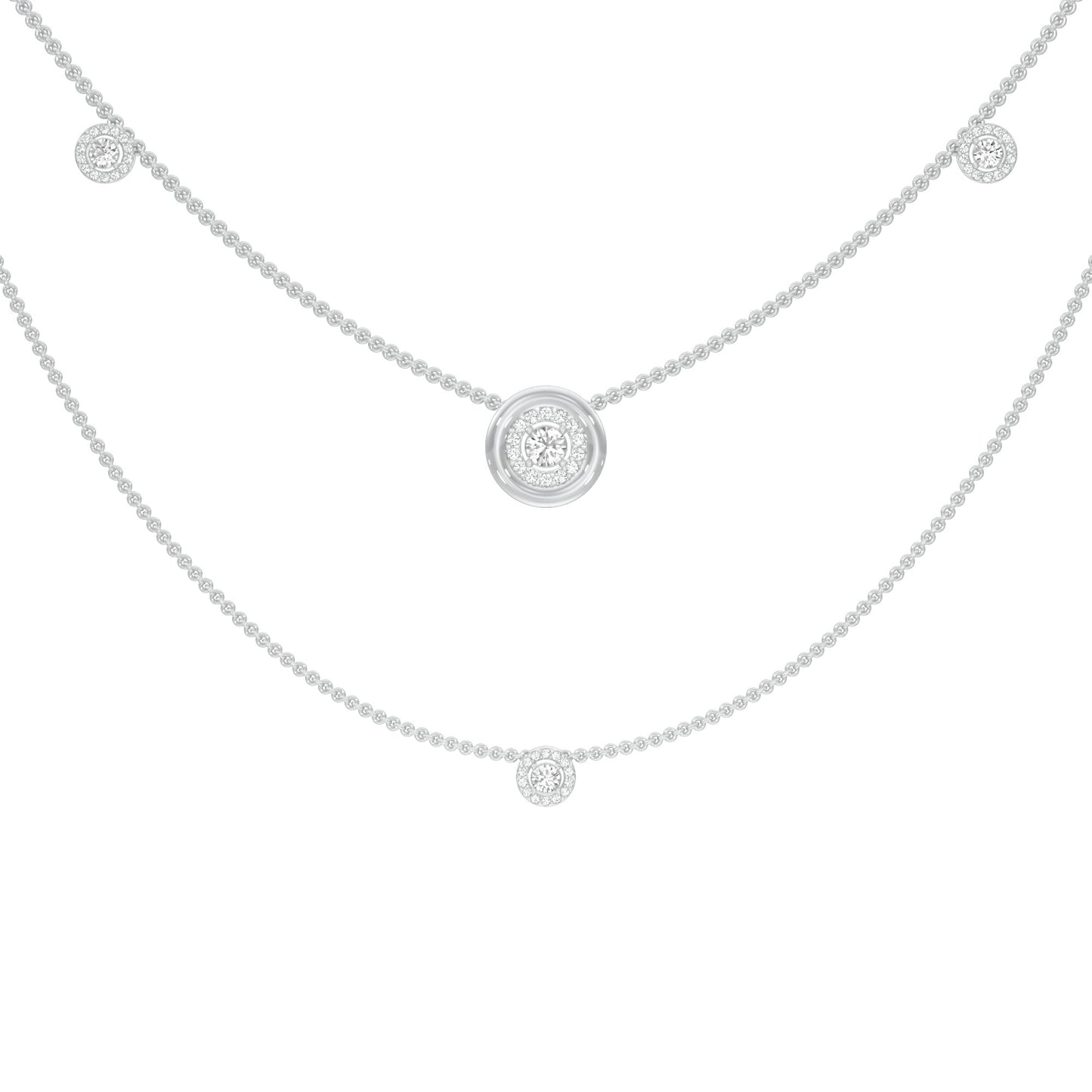 Twin Layer with Circle Center Diamond Necklace