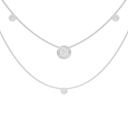 Twin Layer with Circle Center Diamond Necklace