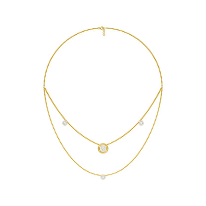 Twin Layer with Circle Center Diamond Necklace