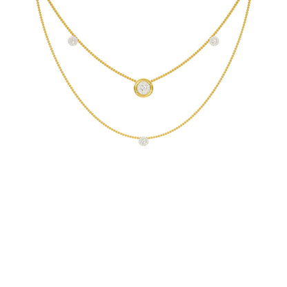 Twin Layer with Circle Center Diamond Necklace