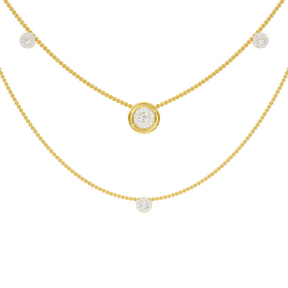 Twin Layer with Circle Center Diamond Necklace