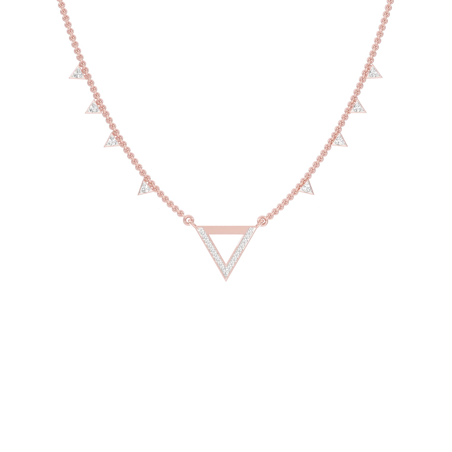 Chevron V Side Diamond Necklace