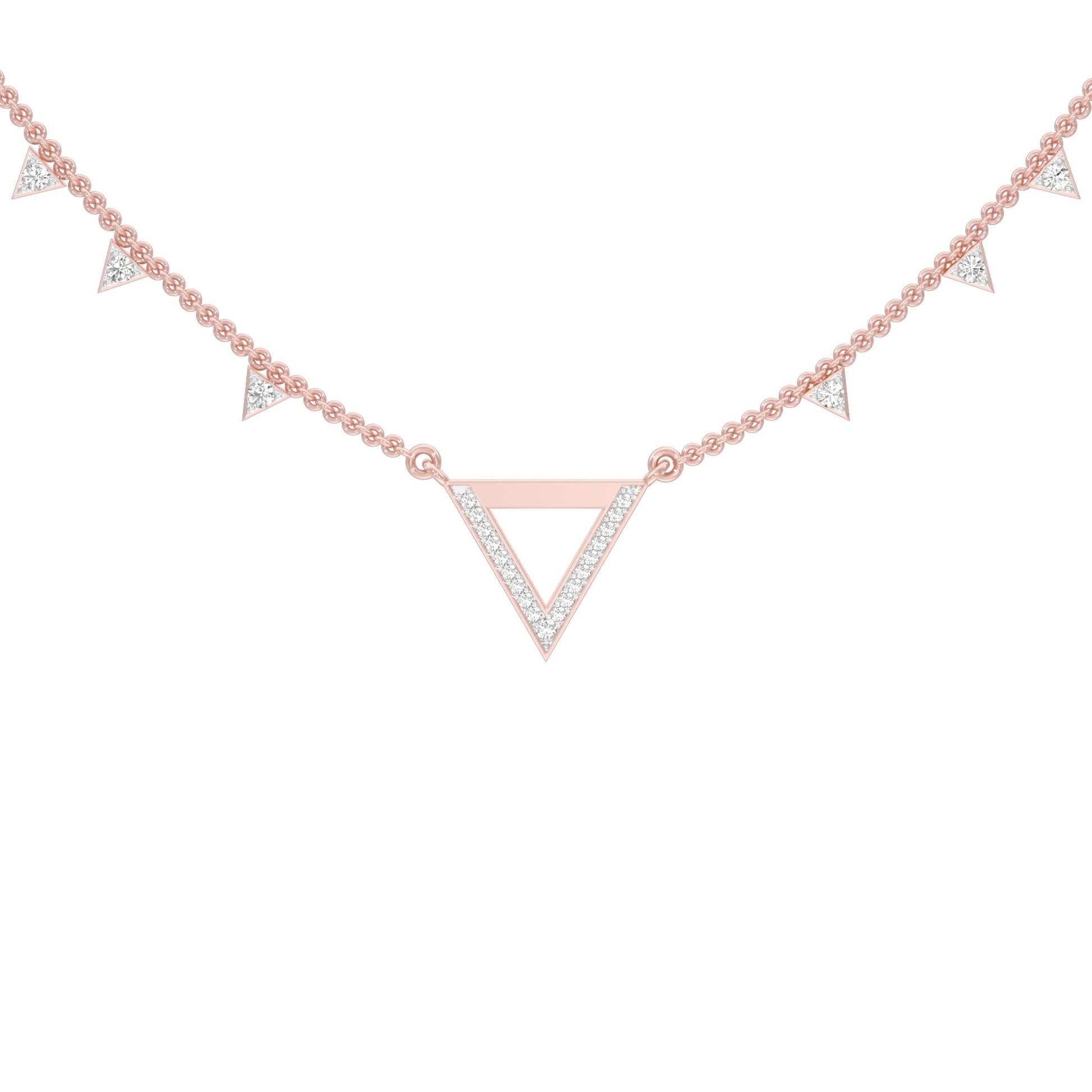 Chevron V Side Diamond Necklace 18 KT / Rose Gold