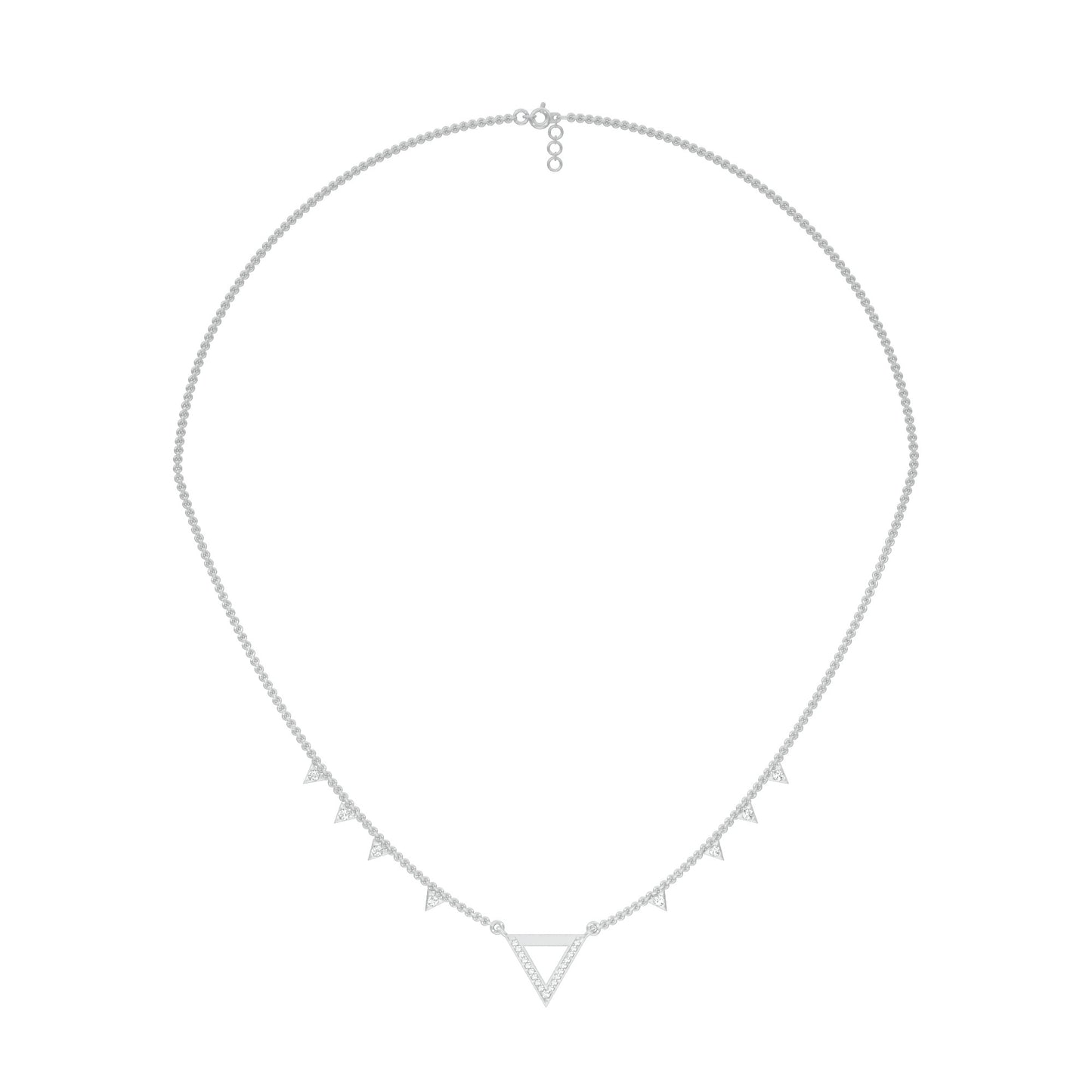 Chevron V Side Diamond Necklace 18 KT / White Gold