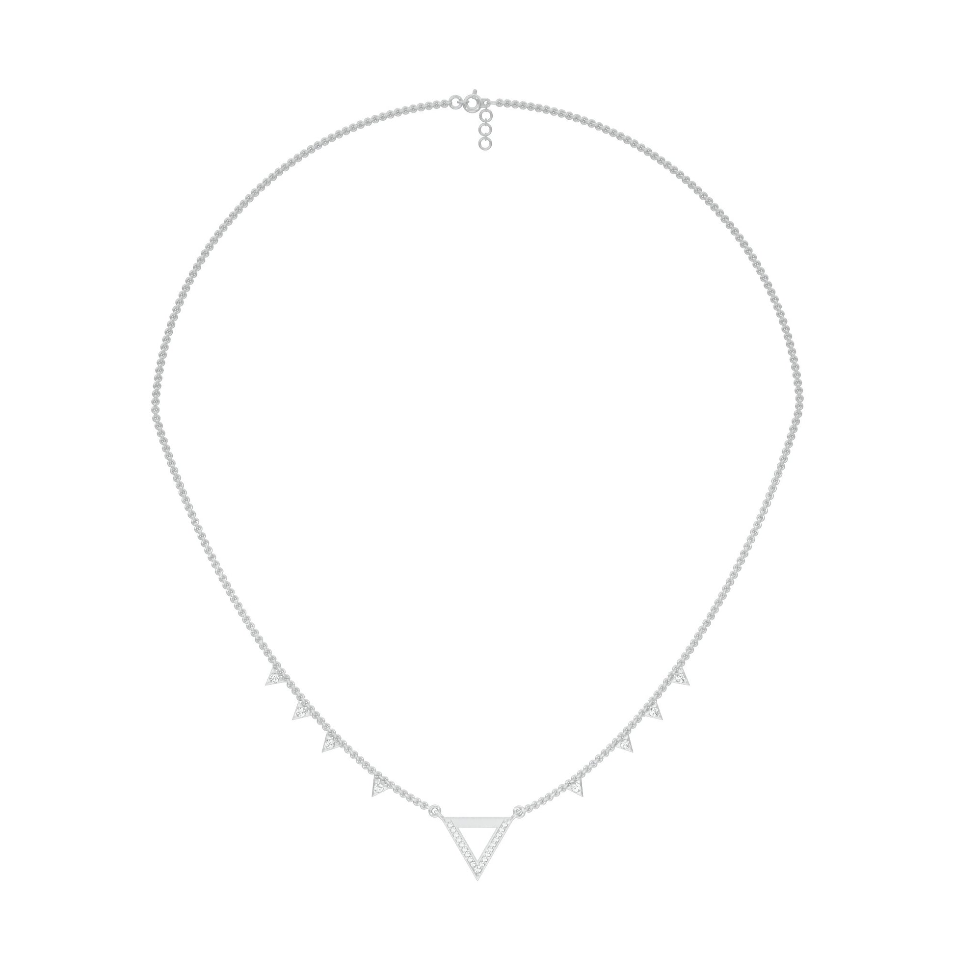 Chevron V Side Diamond Necklace 18 KT / White Gold