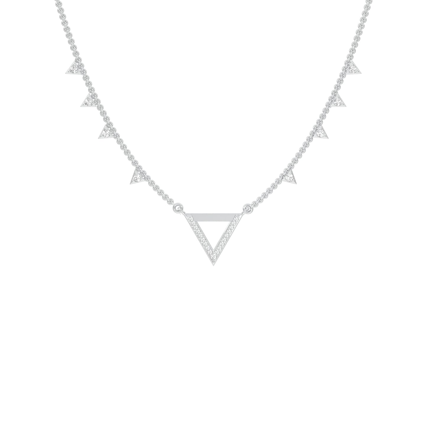 Chevron V Side Diamond Necklace