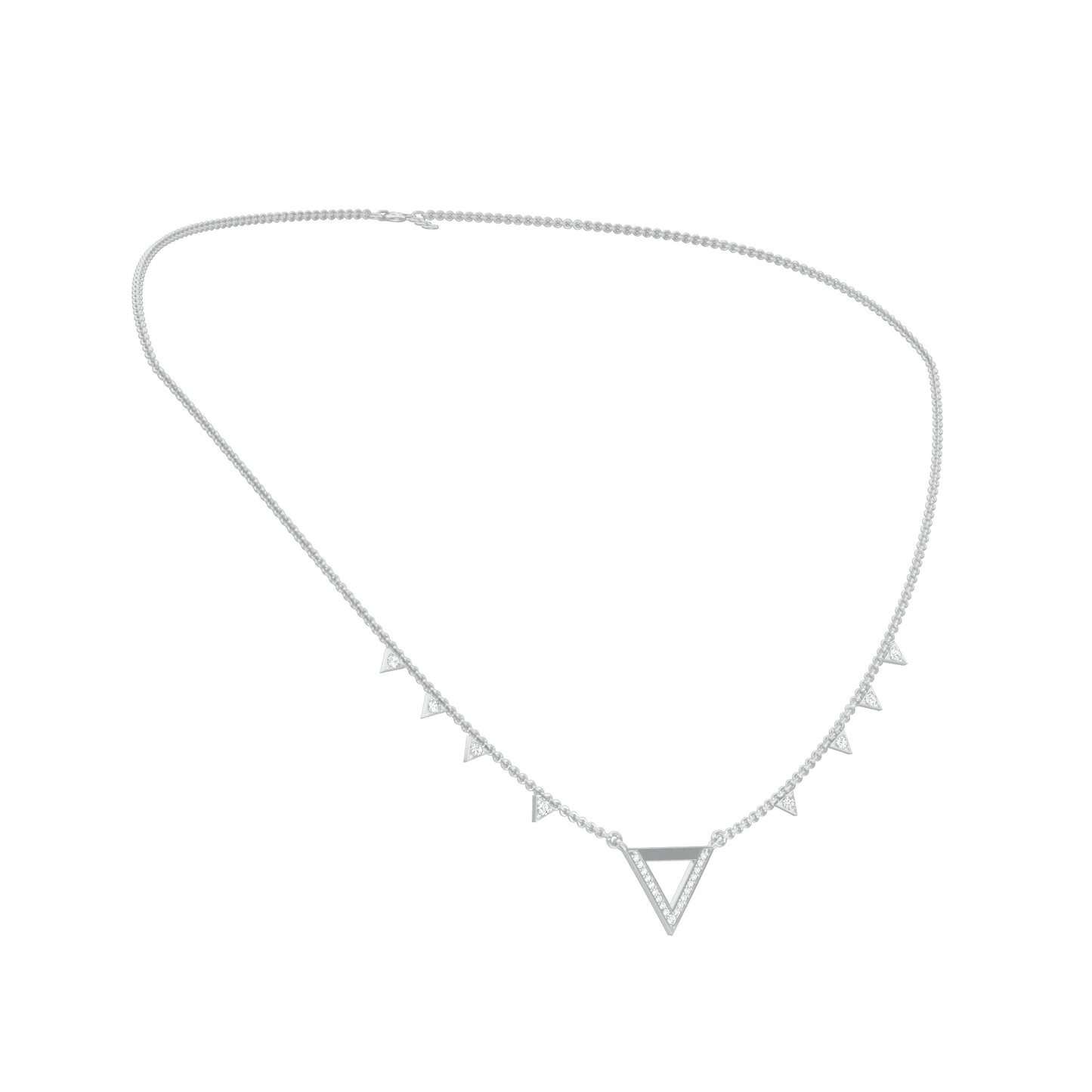 Chevron V Side Diamond Necklace 18 KT / White Gold