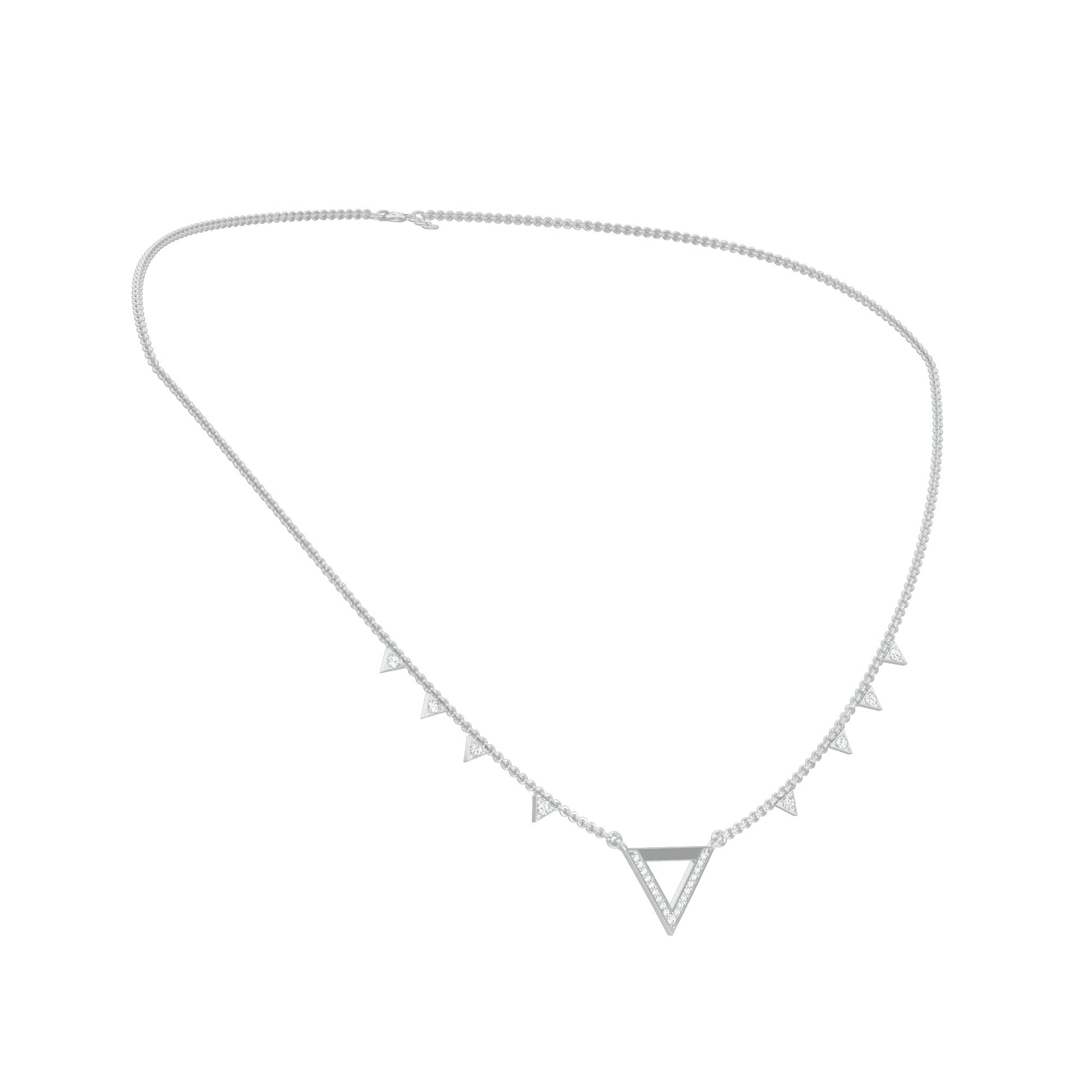 Chevron V Side Diamond Necklace 18 KT / White Gold