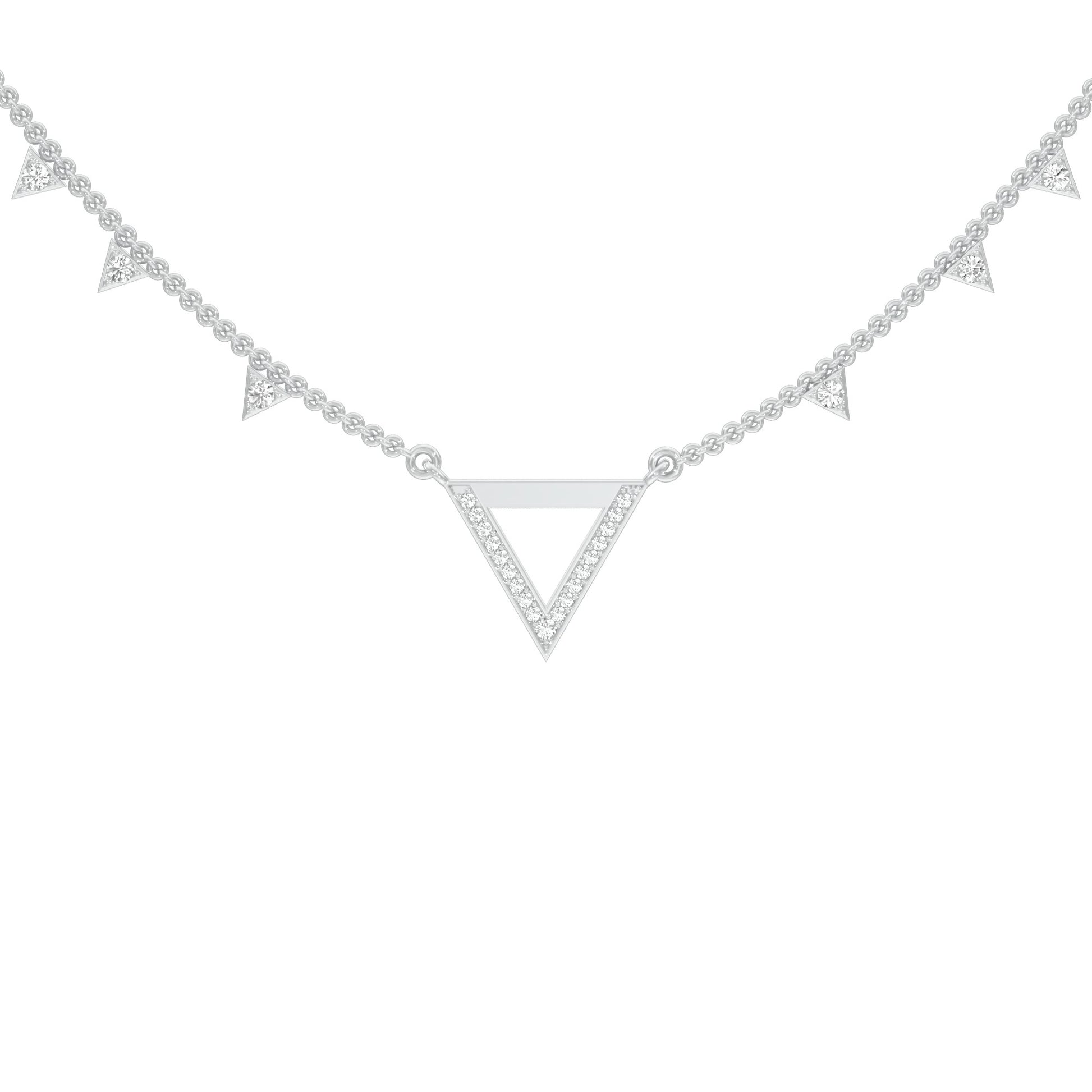 Chevron V Side Diamond Necklace 18 KT / White Gold