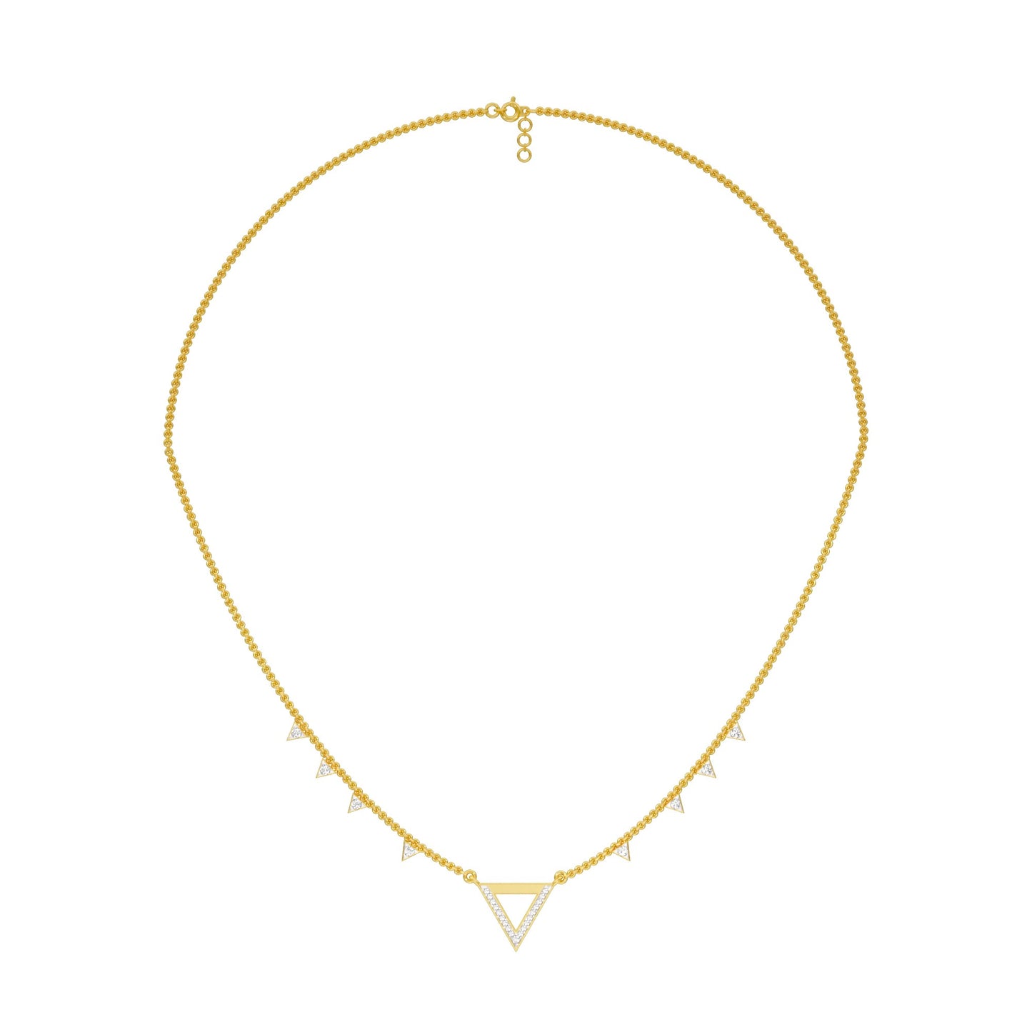 Chevron V Side Diamond Necklace 18 KT / Yellow Gold
