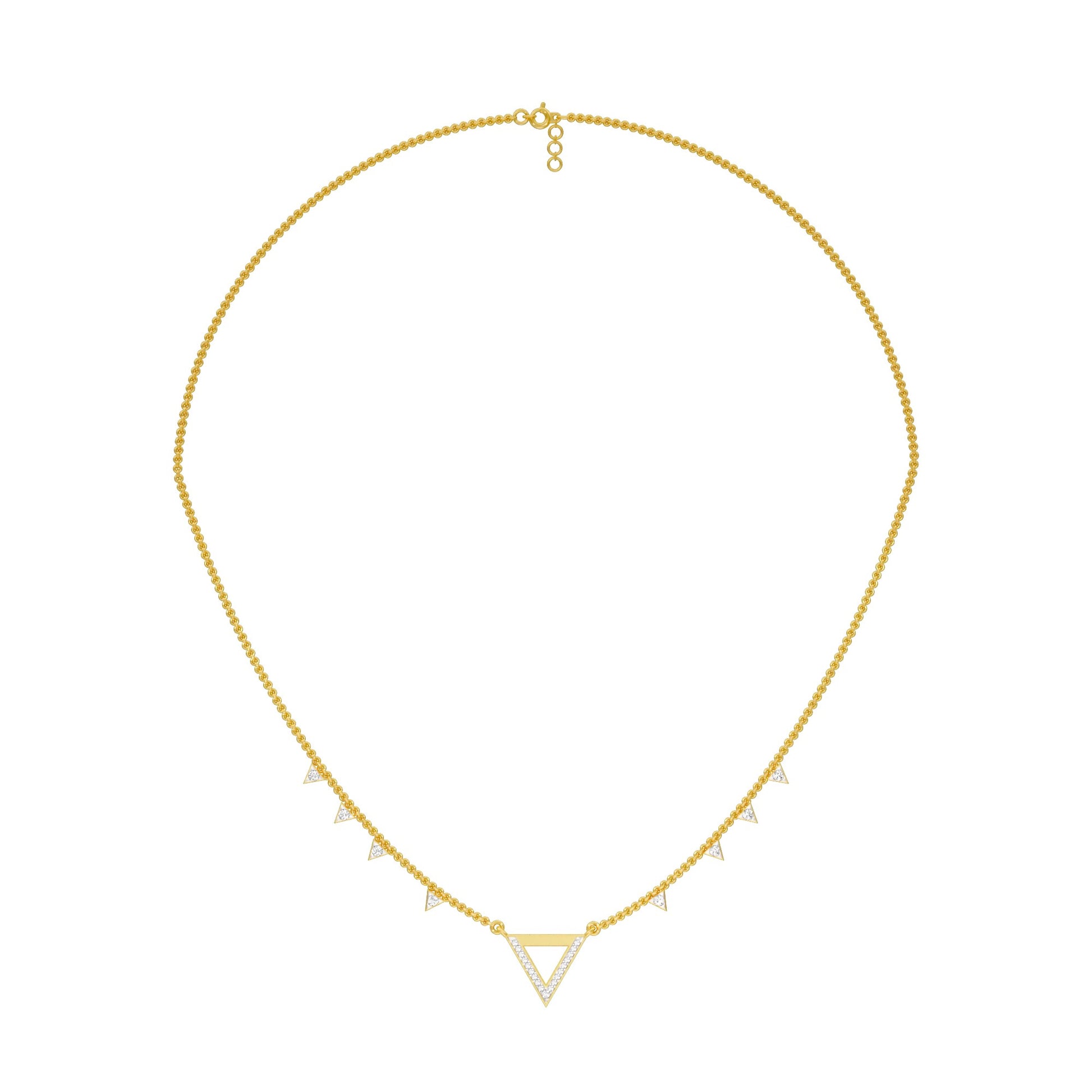 Chevron V Side Diamond Necklace 18 KT / Yellow Gold