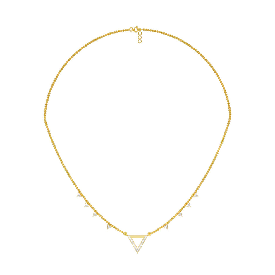 Chevron V Side Diamond Necklace 18 KT / Yellow Gold