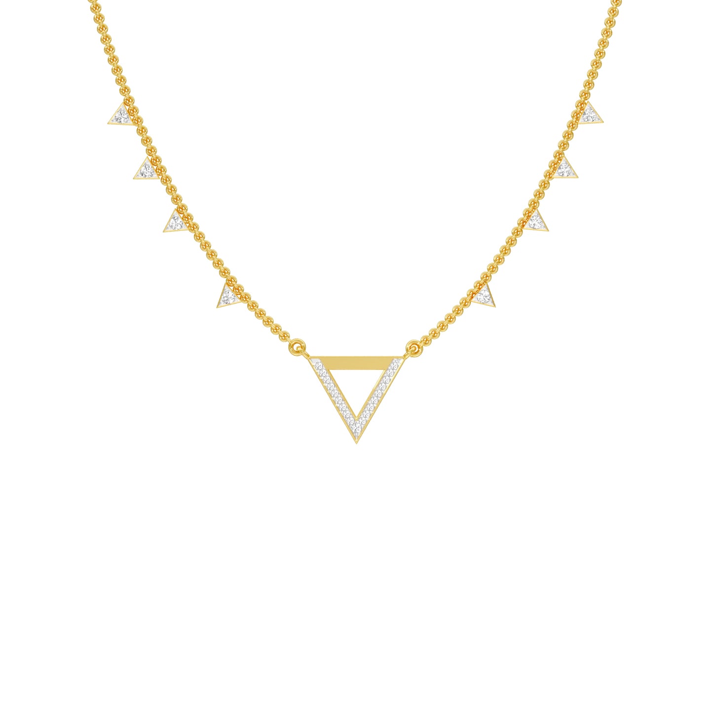 Chevron V Side Diamond Necklace