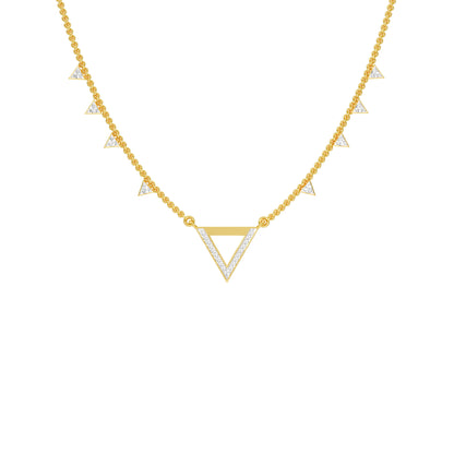 Chevron V Side Diamond Necklace