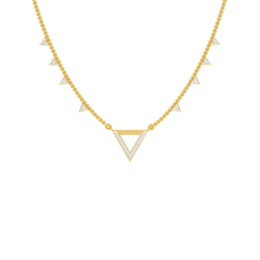 Chevron V Side Diamond Necklace