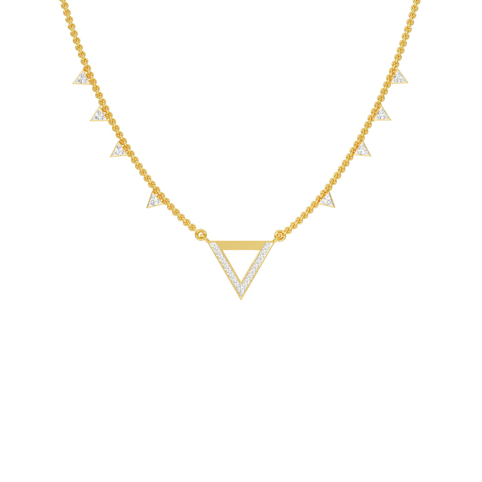 Chevron V Side Diamond Necklace