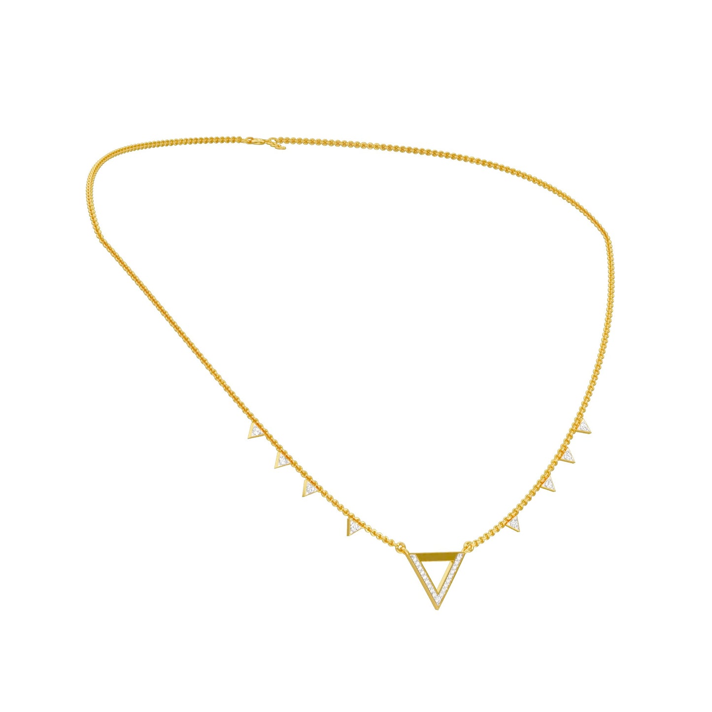 Chevron V Side Diamond Necklace 18 KT / Yellow Gold