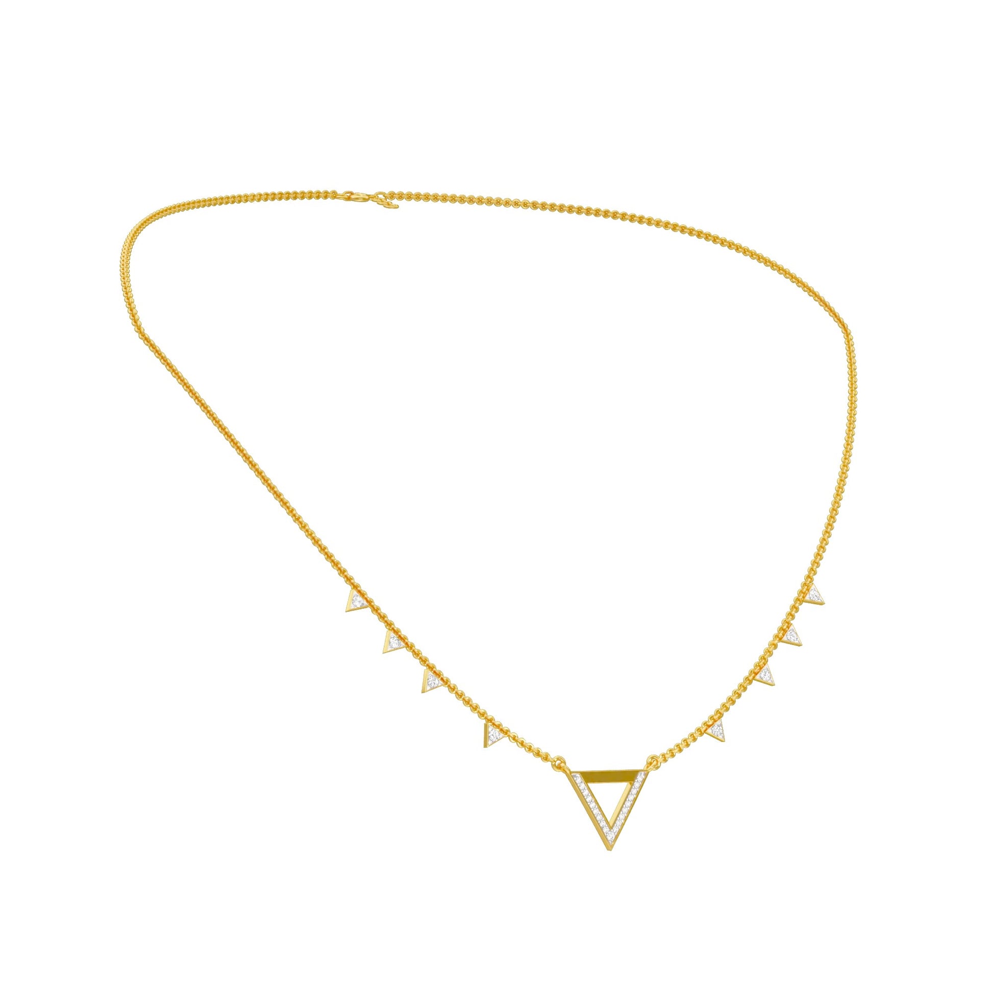 Chevron V Side Diamond Necklace 18 KT / Yellow Gold