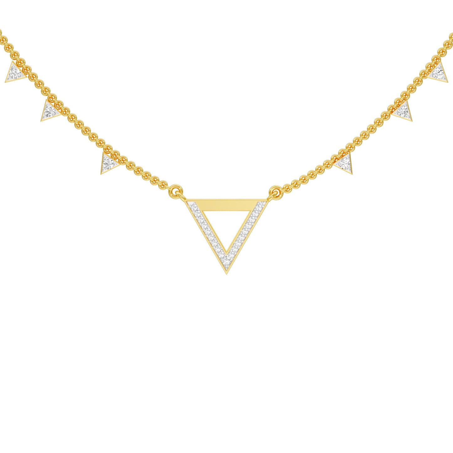 Chevron V Side Diamond Necklace 18 KT / Yellow Gold