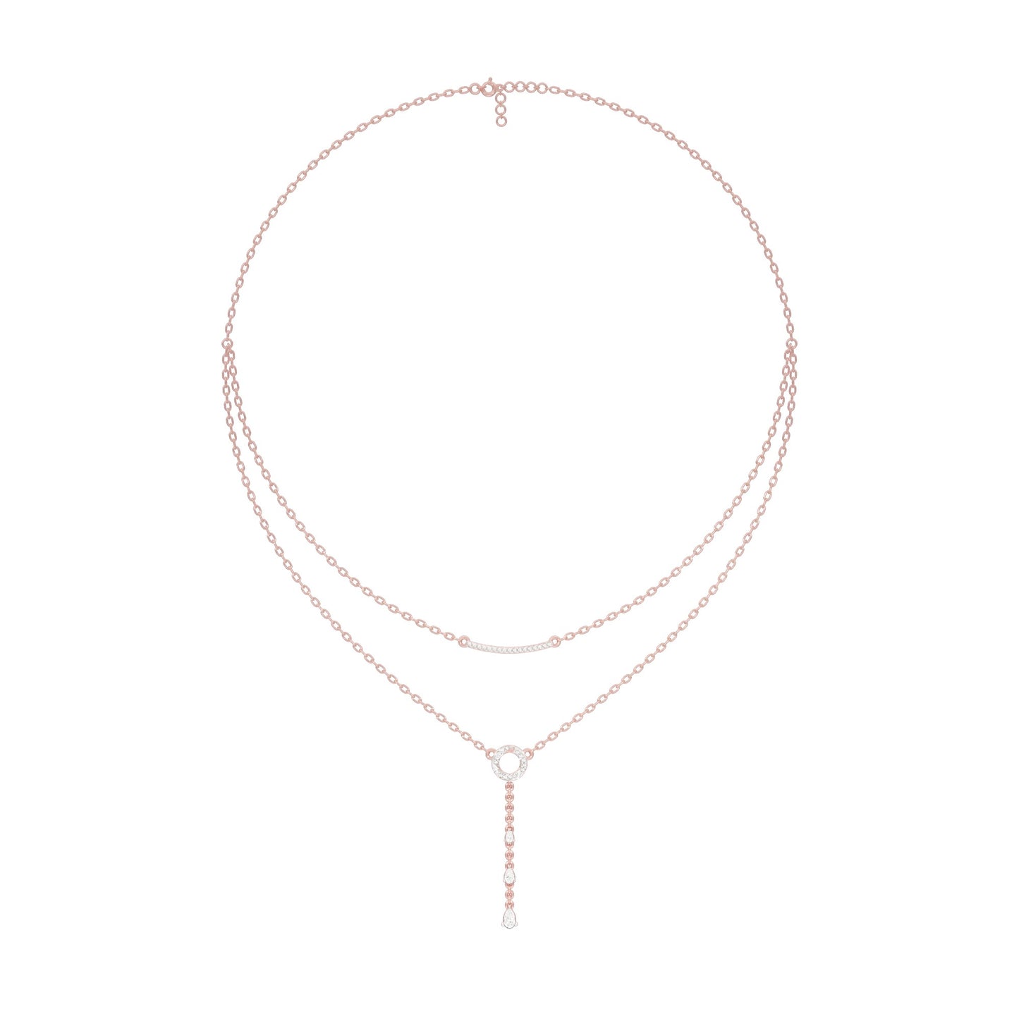 Double Chain Pear Drop Diamond Necklace 18 KT / Rose Gold
