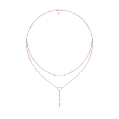 Double Chain Pear Drop Diamond Necklace 18 KT / Rose Gold