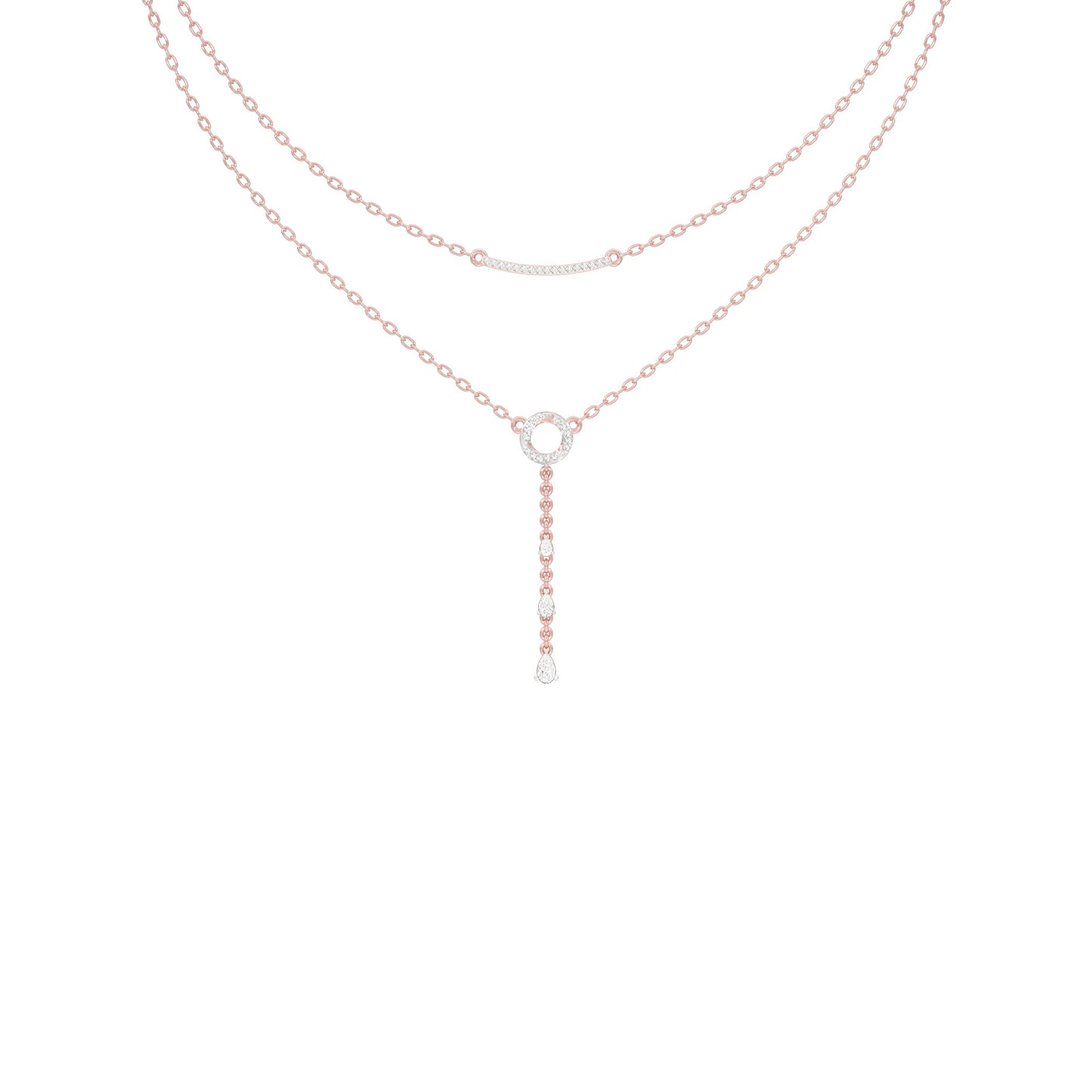 Double Chain Pear Drop Diamond Necklace