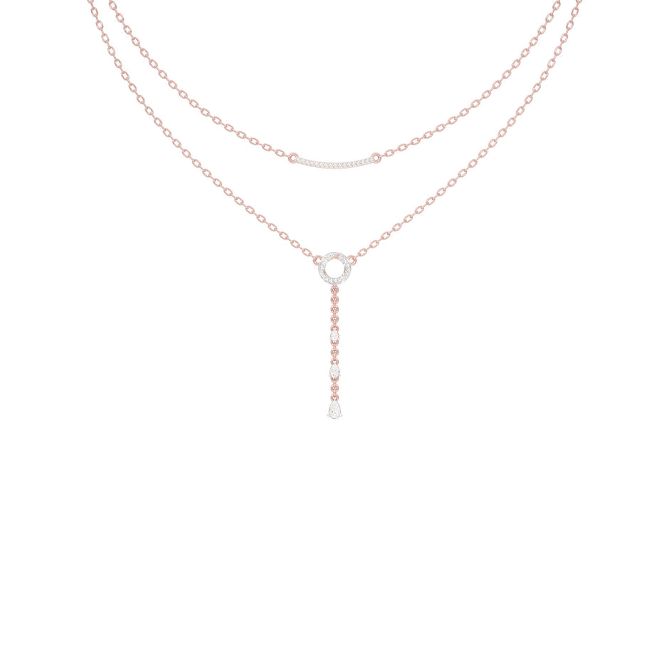 Double Chain Pear Drop Diamond Necklace