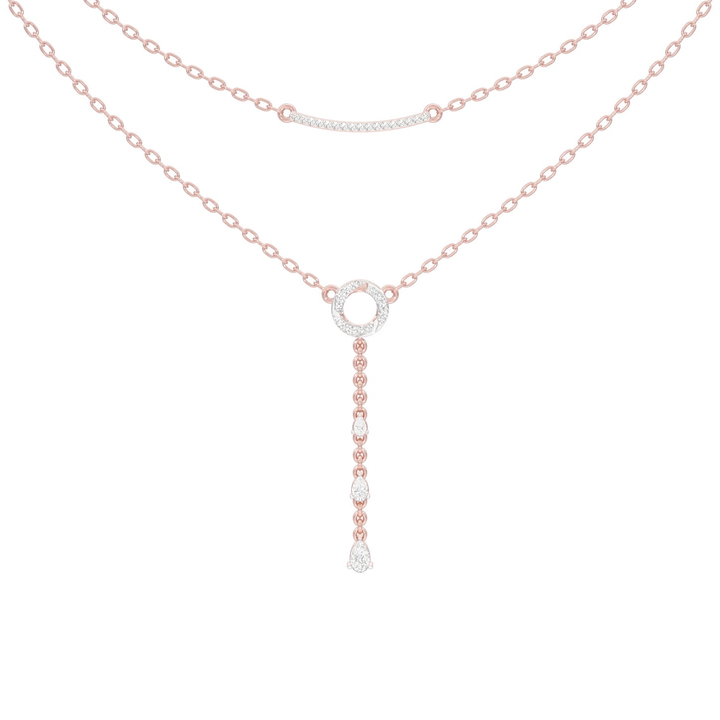 Double Chain Pear Drop Diamond Necklace 18 KT / Rose Gold