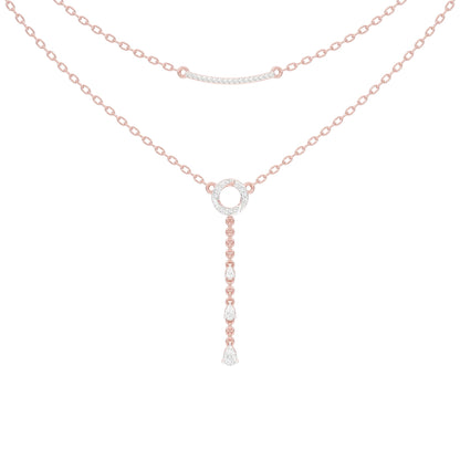 Double Chain Pear Drop Diamond Necklace 18 KT / Rose Gold