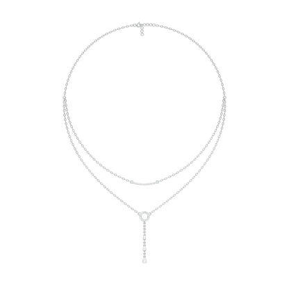 Double Chain Pear Drop Diamond Necklace 18 KT / White Gold