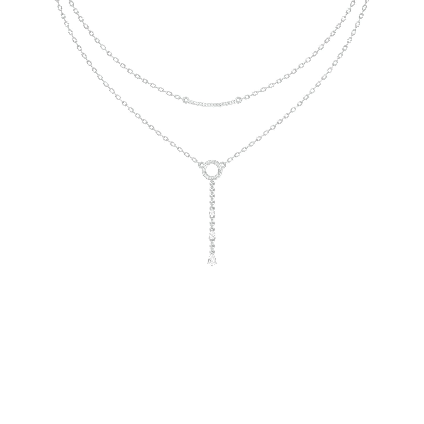 Double Chain Pear Drop Diamond Necklace