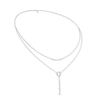 Double Chain Pear Drop Diamond Necklace 18 KT / White Gold