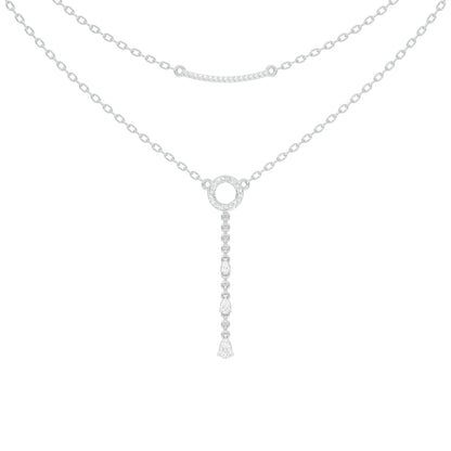 Double Chain Pear Drop Diamond Necklace 18 KT / White Gold