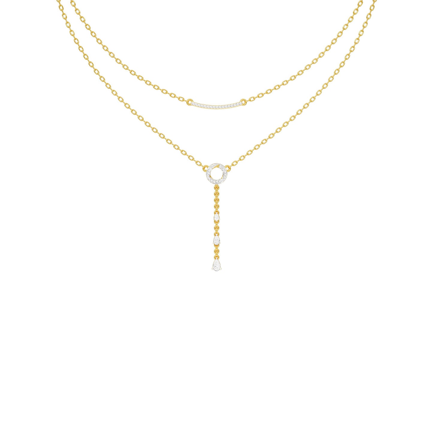 Double Chain Pear Drop Diamond Necklace