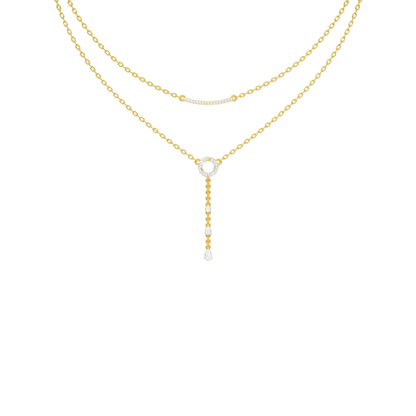 Double Chain Pear Drop Diamond Necklace