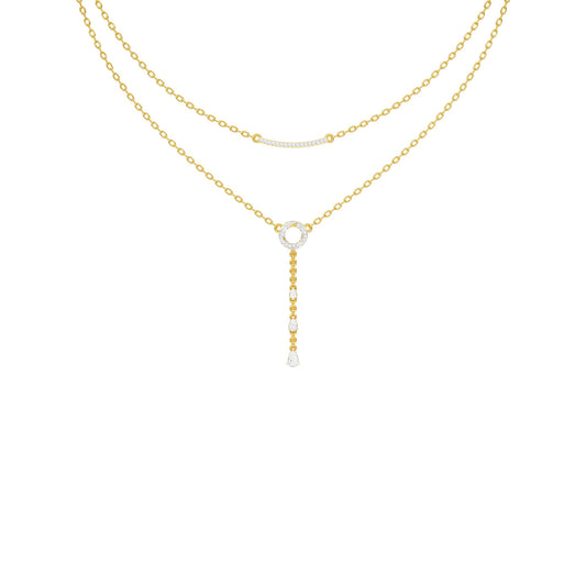 Double Chain Pear Drop Diamond Necklace