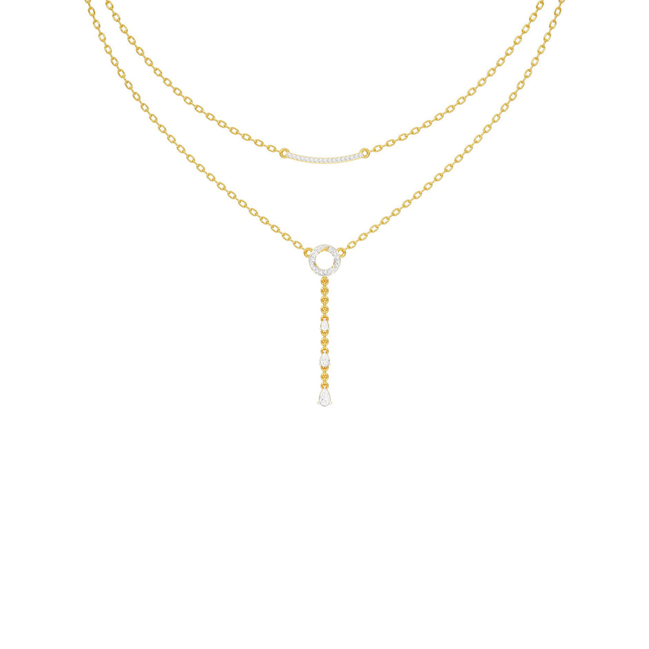 Double Chain Pear Drop Diamond Necklace