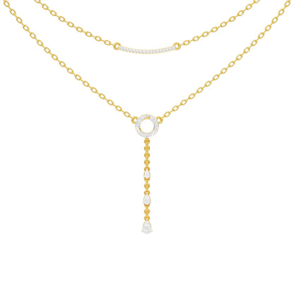 Double Chain Pear Drop Diamond Necklace 18 KT / Yellow Gold