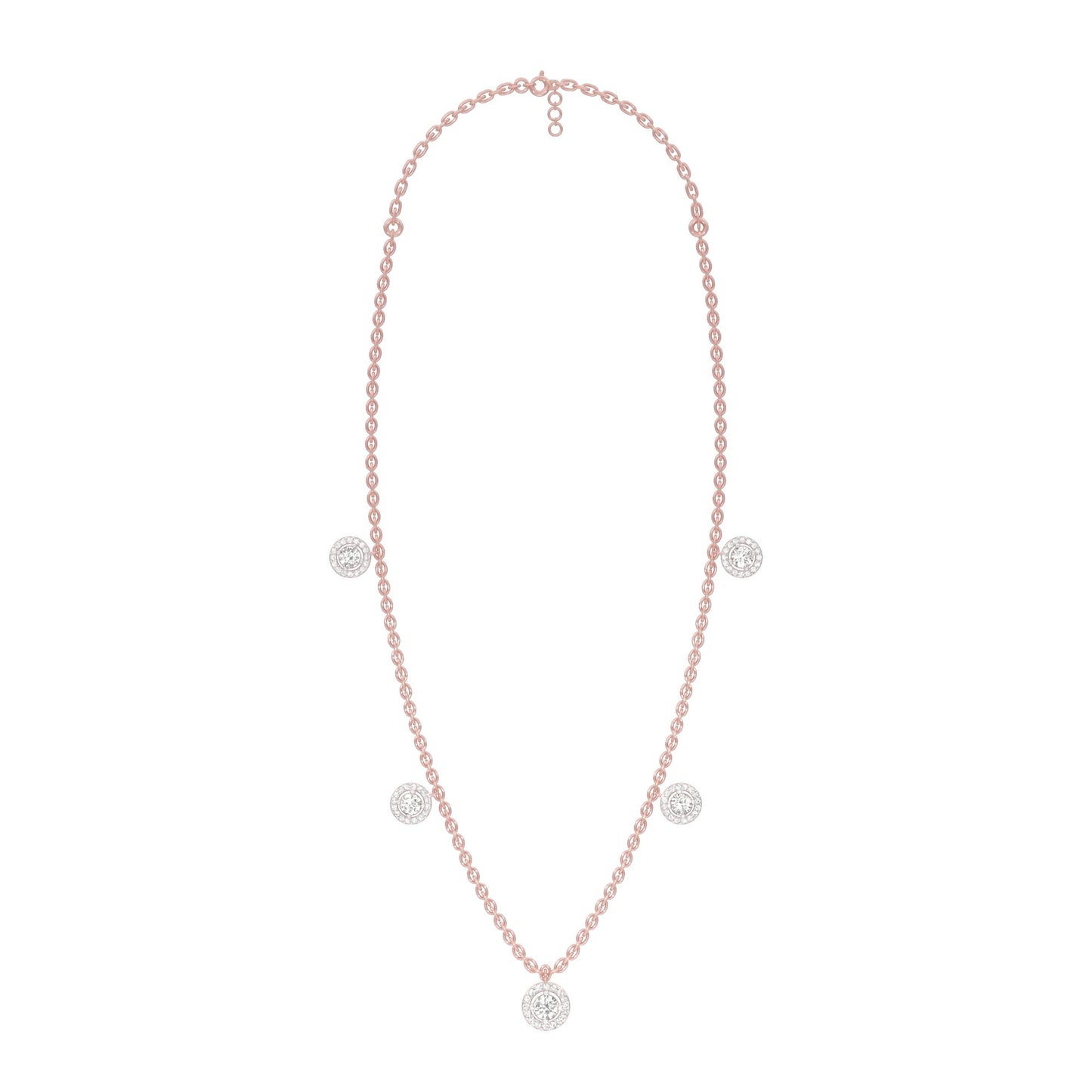 Dangling Coin Diamond Charm Necklace 18 KT / Rose Gold
