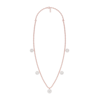 Dangling Coin Diamond Charm Necklace 18 KT / Rose Gold