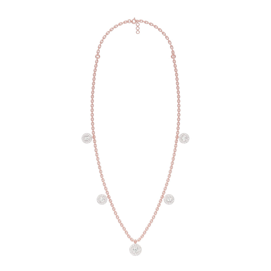 Dangling Coin Diamond Charm Necklace 18 KT / Rose Gold