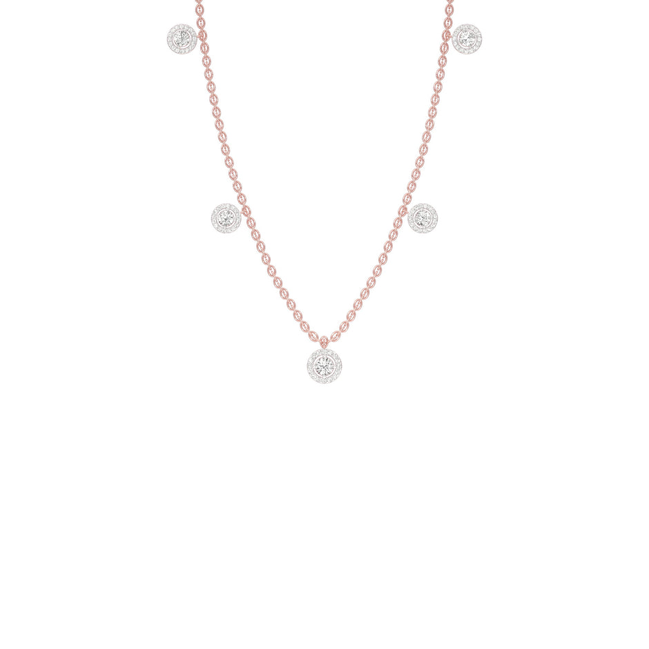 Dangling Coin Diamond Charm Necklace