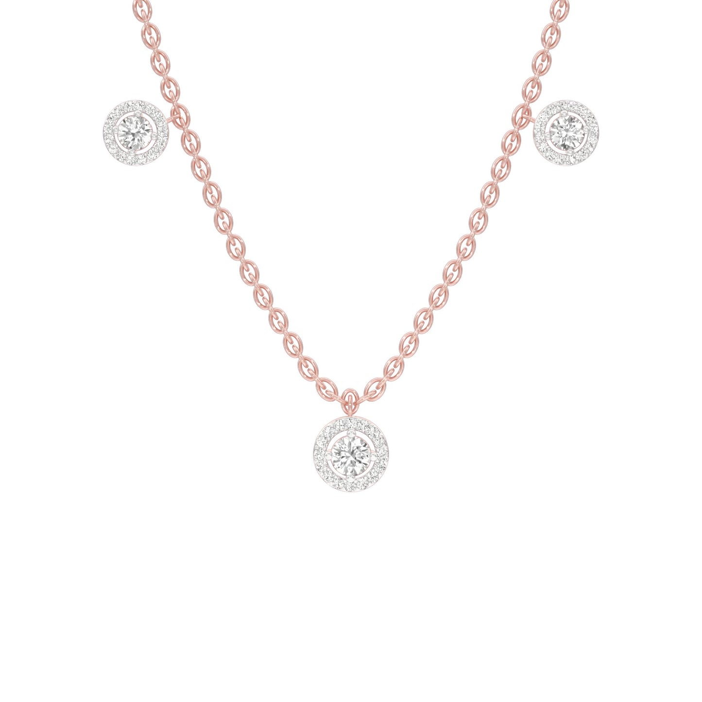 Dangling Coin Diamond Charm Necklace 18 KT / Rose Gold