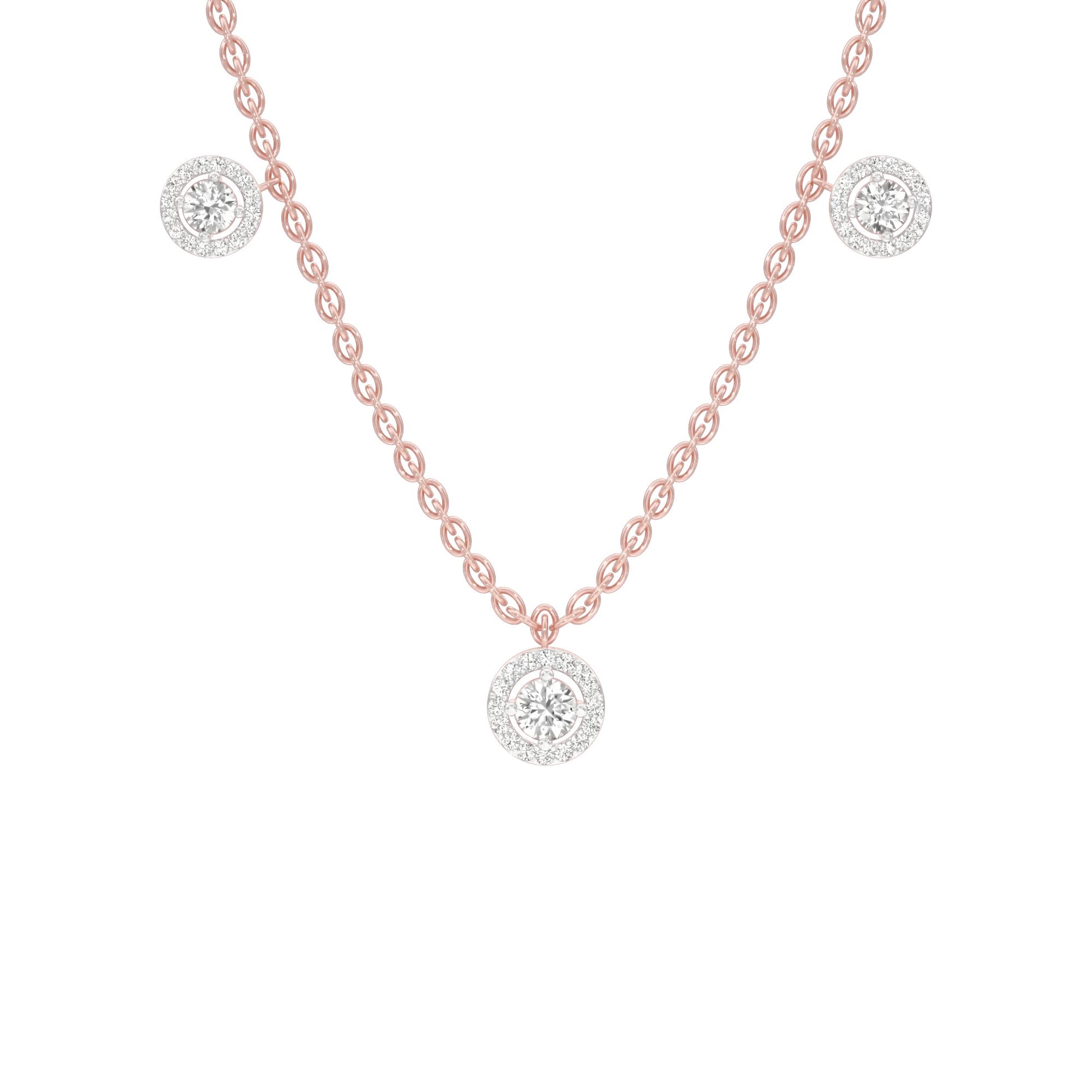 Dangling Coin Diamond Charm Necklace 18 KT / Rose Gold