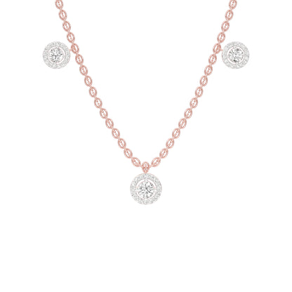Dangling Coin Diamond Charm Necklace 18 KT / Rose Gold