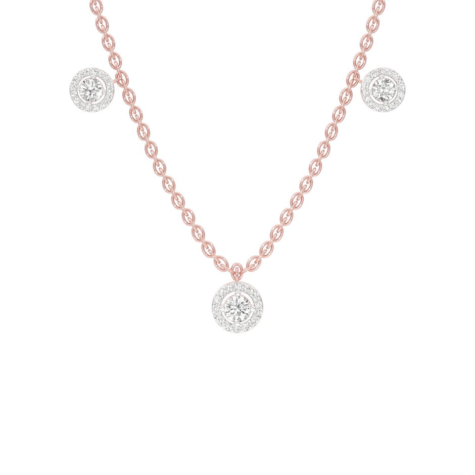 Dangling Coin Diamond Charm Necklace 18 KT / Rose Gold