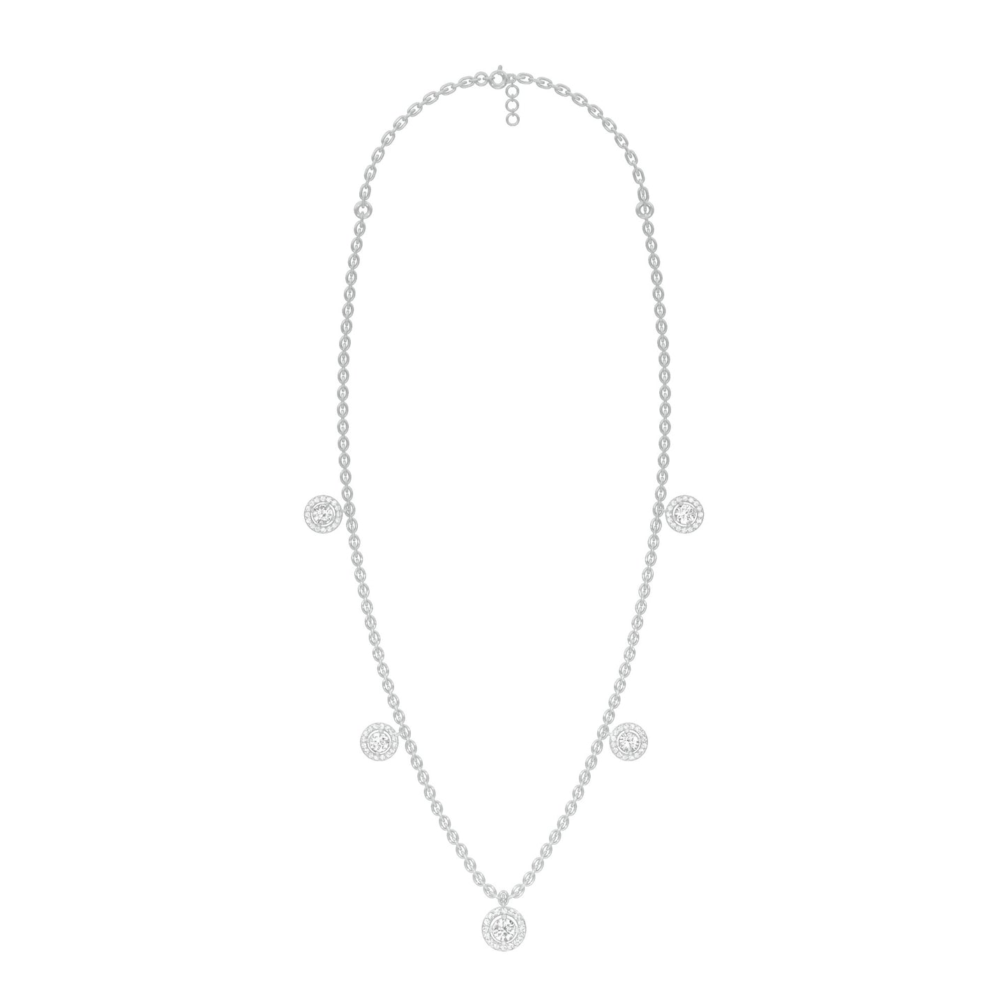 Dangling Coin Diamond Charm Necklace 18 KT / White Gold