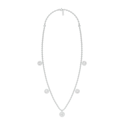 Dangling Coin Diamond Charm Necklace 18 KT / White Gold