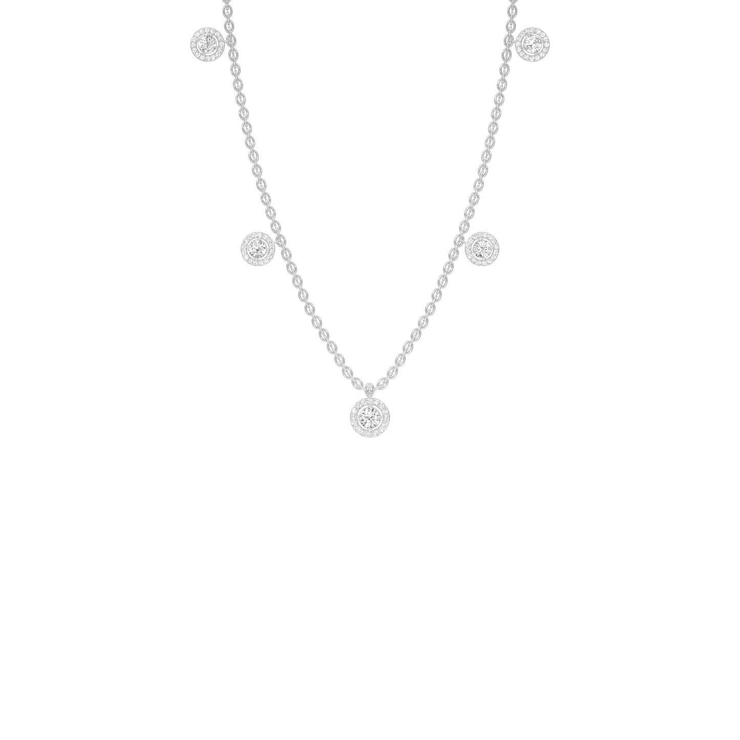 Dangling Coin Diamond Charm Necklace